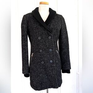 Mango Charcoal Double-Breasted Pea Coat